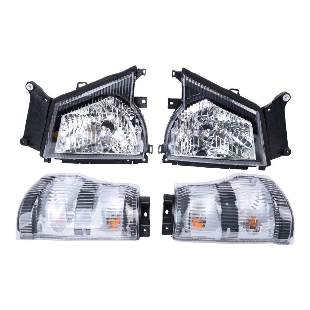Headlights+Corner Lights Set 4PCS For 2004-2007 Isuzu NPR NQR 05-07 GMC W-4500