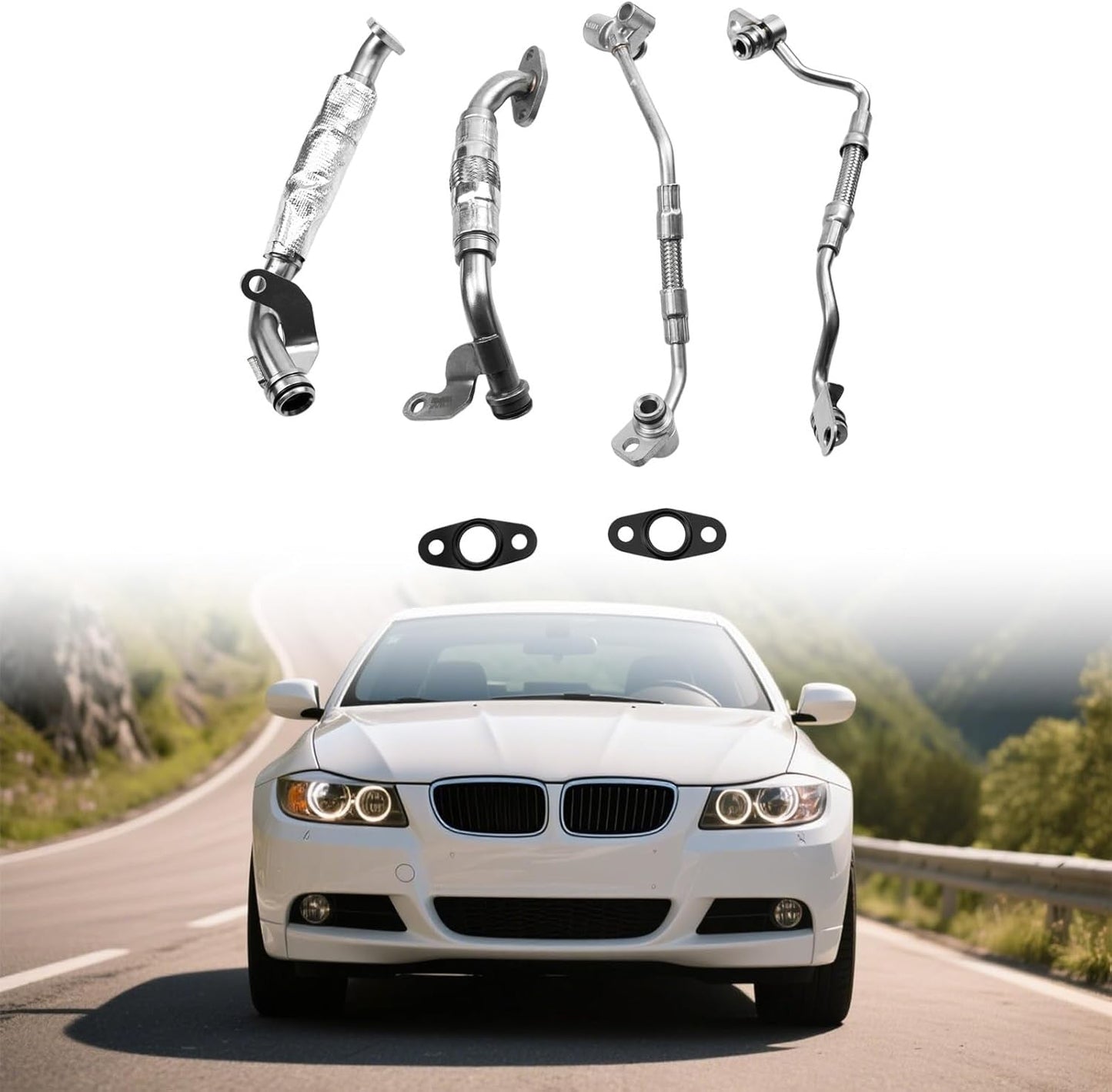 Turbo Charger Coolant Hose Line Kit 11427563713 For Base 3.0L L6 BMW 335i 335xi