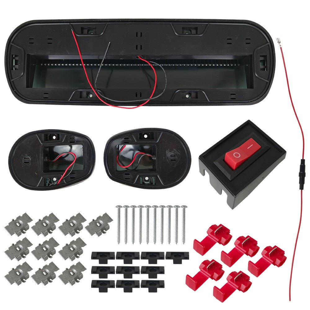 For Truck SUV Smoked Lens 3pc Cab Roof Marker Running Lights w/Amber LED Lamps