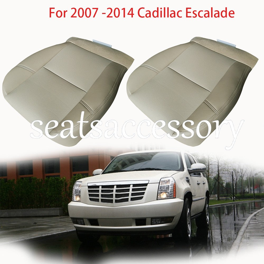 For 2007 -2014 Cadillac Escalade Driver Passenger Bottom Leather Seat Cover Tan