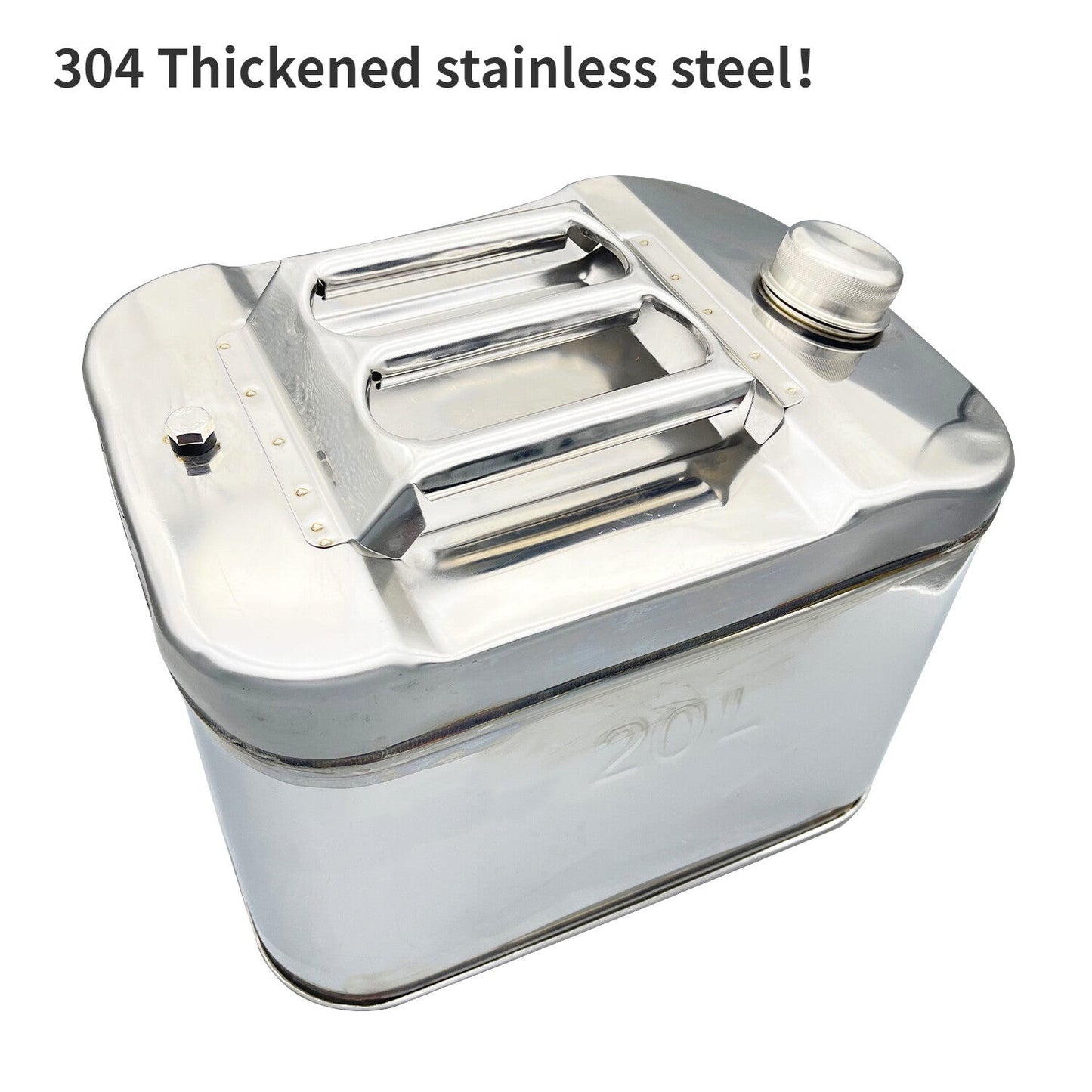 5.2 Gallon 20L 304StainlessSteel Fuel Can Gasoline Petrol Gas Tank Container Kit