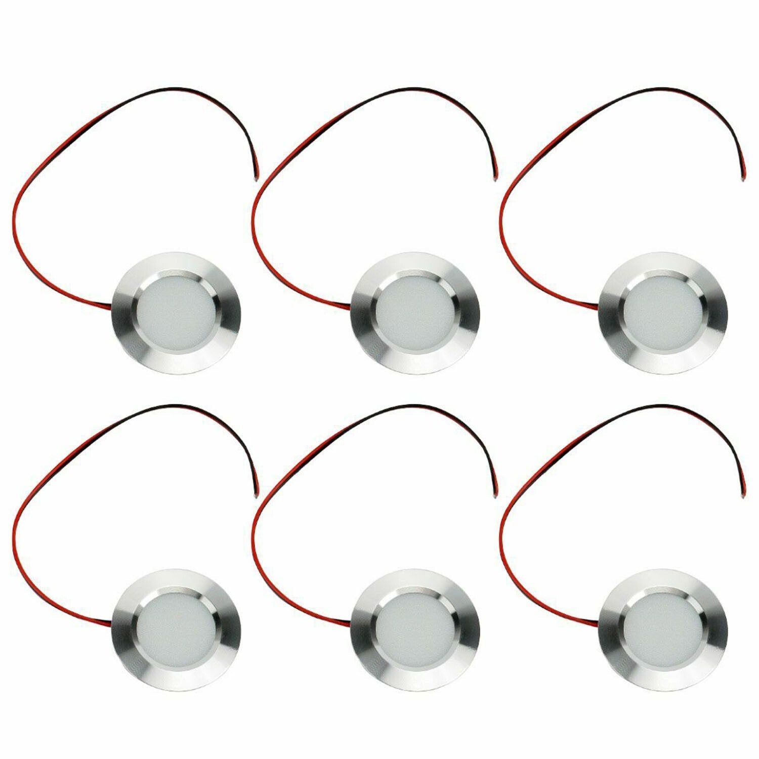 6X 12V LED Lights Recessed Ceiling light For RV Camper Interior Cool White 6400K