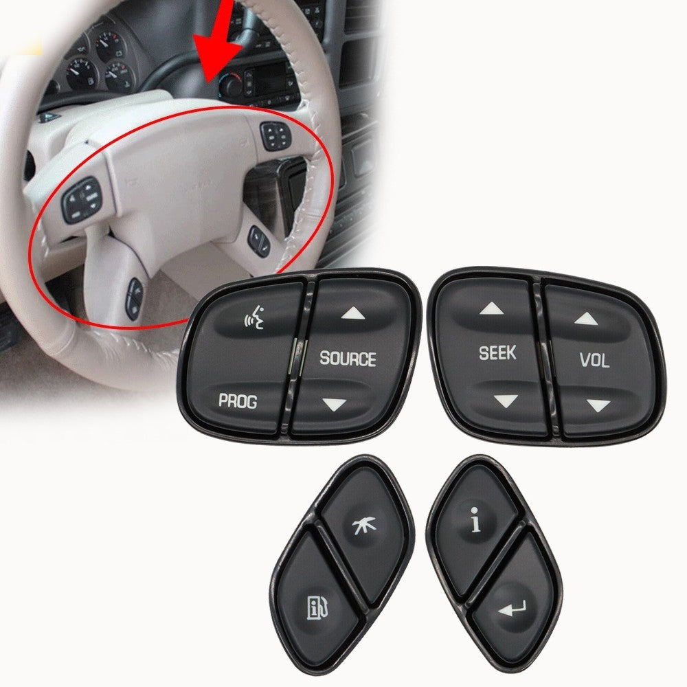 4Pcs For Chevy Silverado 1500 GMC Sierra Steering Wheel Switch Control Buttons