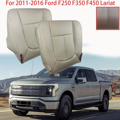 Driver&Passenger Bottom Leather Seat Cover Tan For 2011-2016 Ford F250 Lariat