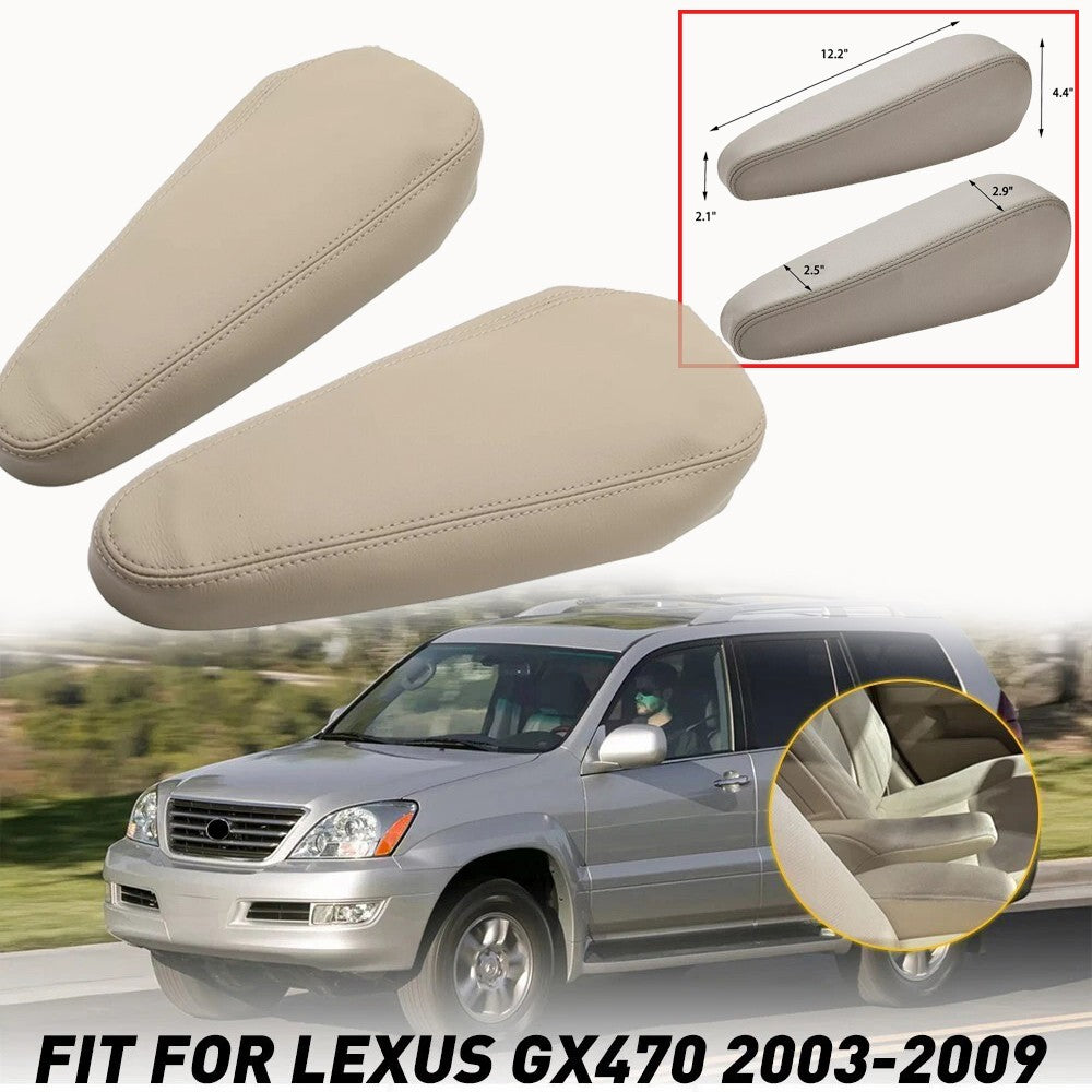 2pcs For 2003 2004 2005-2009 Lexus GX 470 Seat Armrest Leather Cover Beige