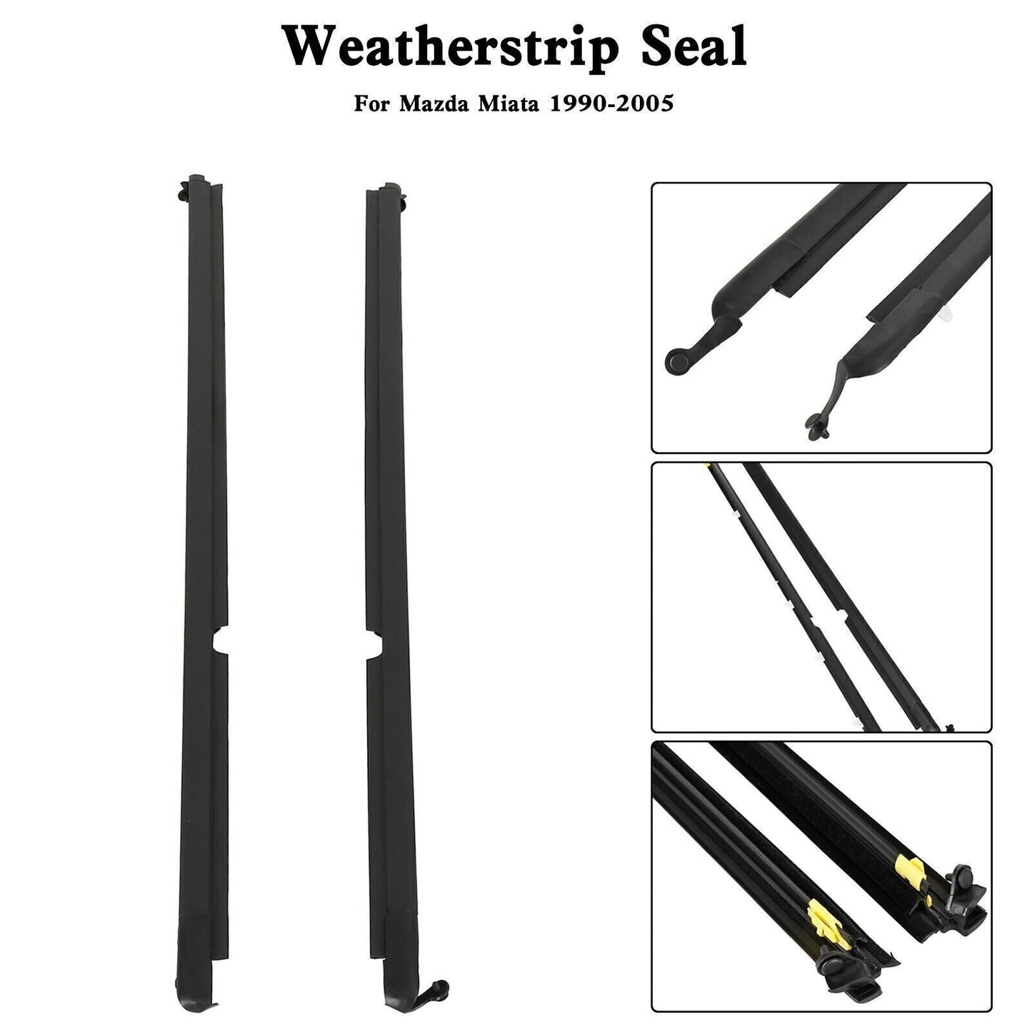 Left and Right Door Glass Window Weatherstrip Seals Set for Mazda Miata 2004