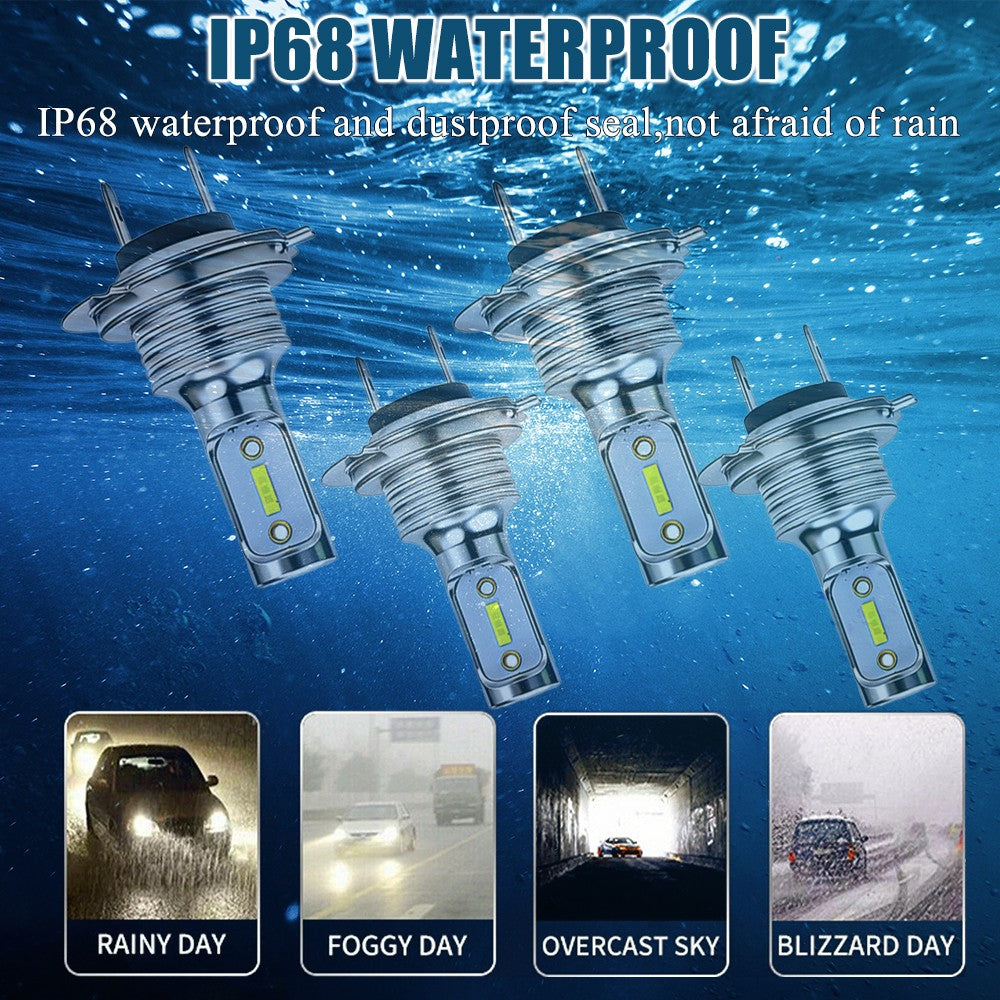 4Pcs H7 LED Headlights Bulbs 10000K High Low Beams Kit Combo Super White Bright