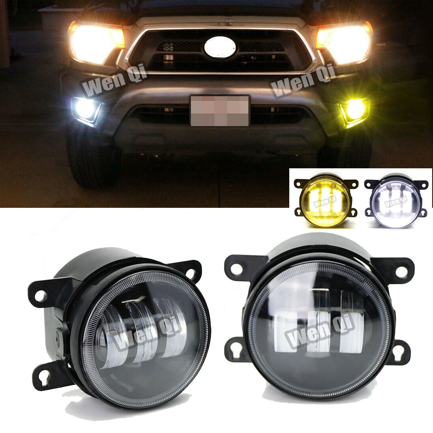 For Honda Nissan Subaru White/Yellow Dual Color 9W LED Fog Lights Lamps
