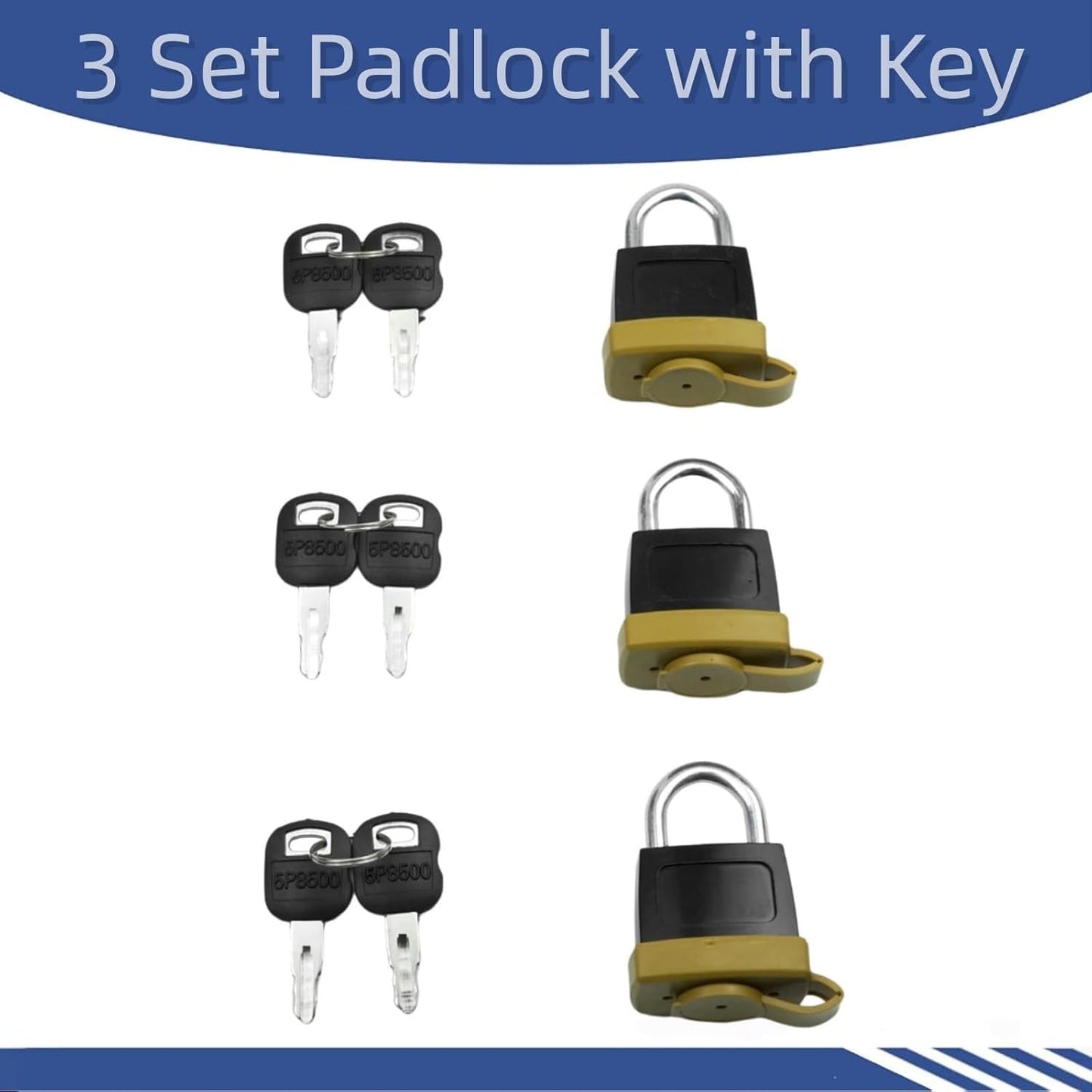246-2641 3 set Padlock with Key For Caterpillar CAT Fuel Cap 7X7700 1428828