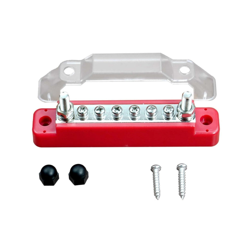 Bus Bar Ground Power Distribution Terminal Block Power w/ 6 M4 Screws + 2 Studs