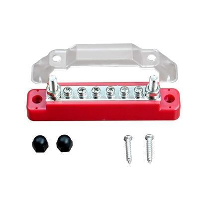 Bus Bar Ground Power Distribution Terminal Block Power w/ 6 M4 Screws + 2 Studs