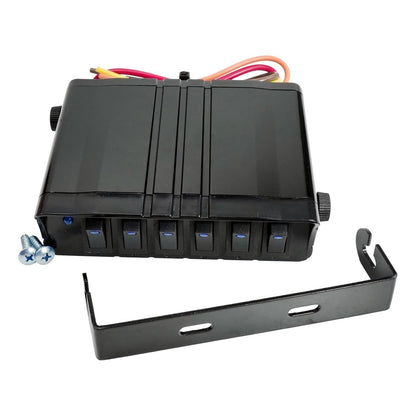 6-Gang 12V Rocker Switch Box 40 Amp Max with SPST On/Off &12 AWG Wires