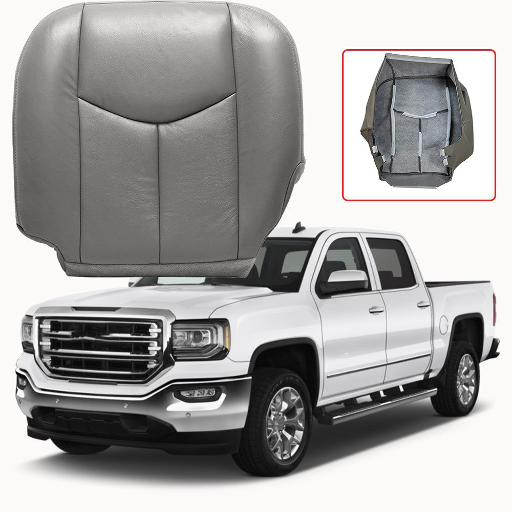 Driver Bottom Leather Seat Cover Gray For 2003 2004 - 2006 GMC Sierra