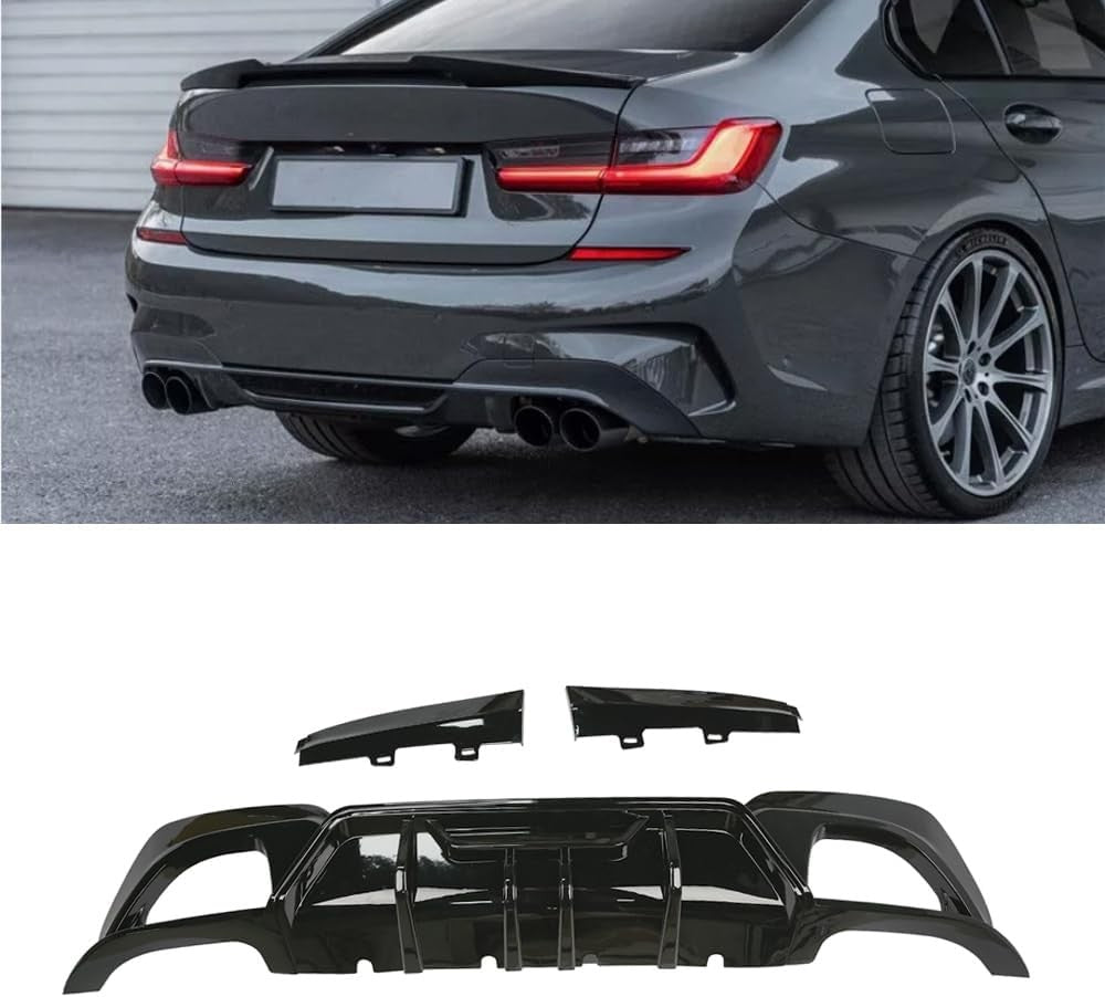 Gloss Black Rear Diffuser For BMW 330e xDrive 2022	Base Sedan 4-Door L4 2.0L