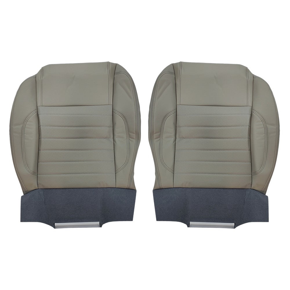 Driver & Passenger Bottoms Leather Cover Gray For 2010 - 2014 Ford Mustang