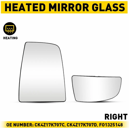 Mirror Glass Upper & Lower Passenger Side Right RH for Ford Transit 150 2019
