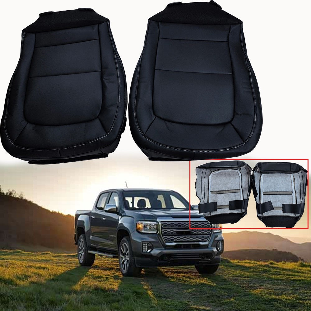2015 to 2022 For GMC Canyon SLT Driver & Passenger Bottoms Leather Cover Black