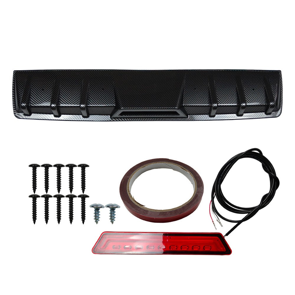 For Infiniti G35 G37 Sedan Carbon Rear Bumper Diffuser Spoiler w/ LED Tail Light