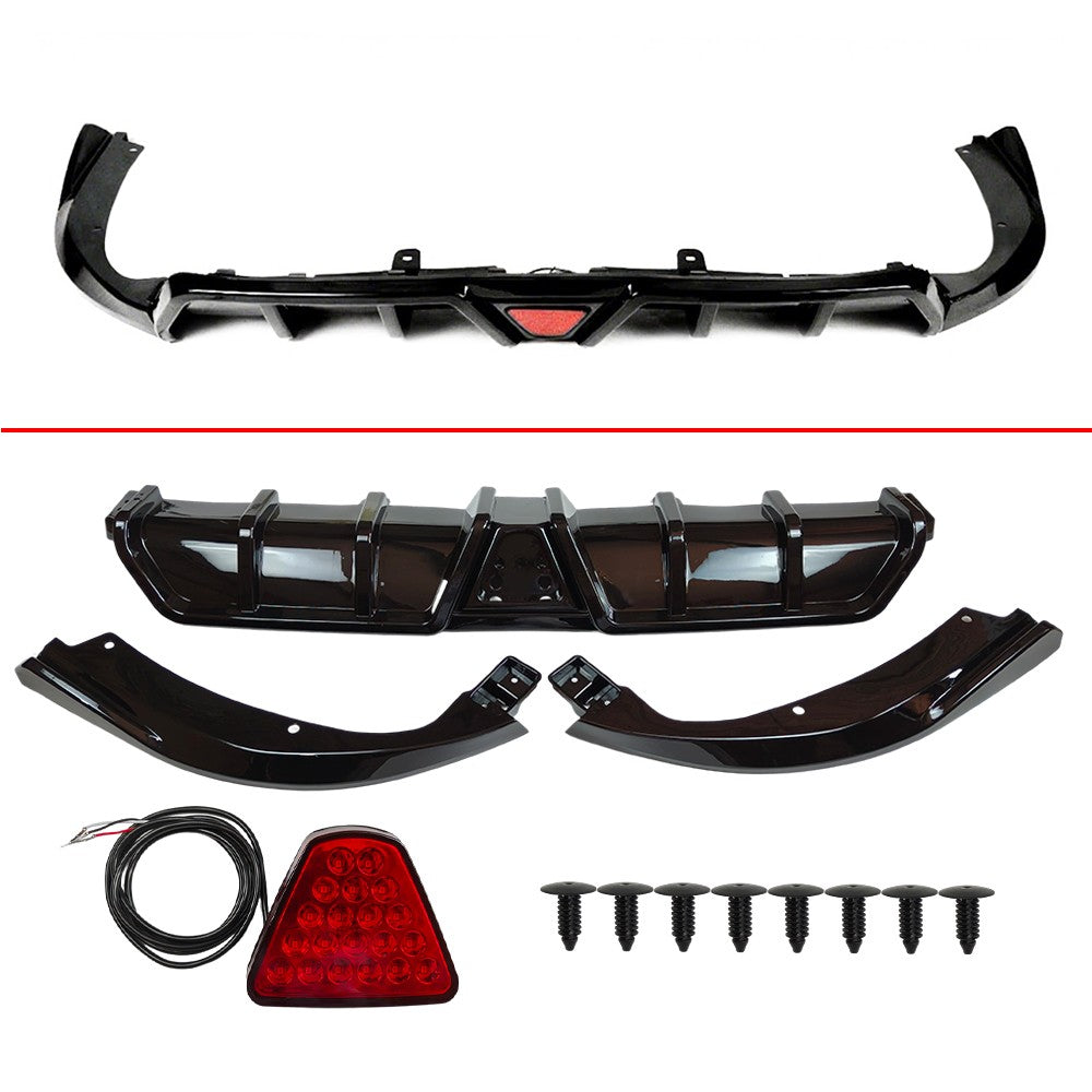 For 2016-21 Civic Sedan  Gloss Black DIffuser Kit W/ LED Light