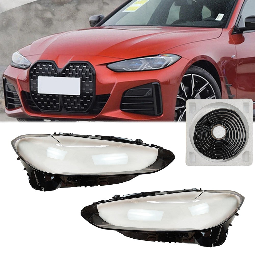 For BMW 4 Series G22 G23 2020-2022  Front Headlamp Lens Cover+Glue