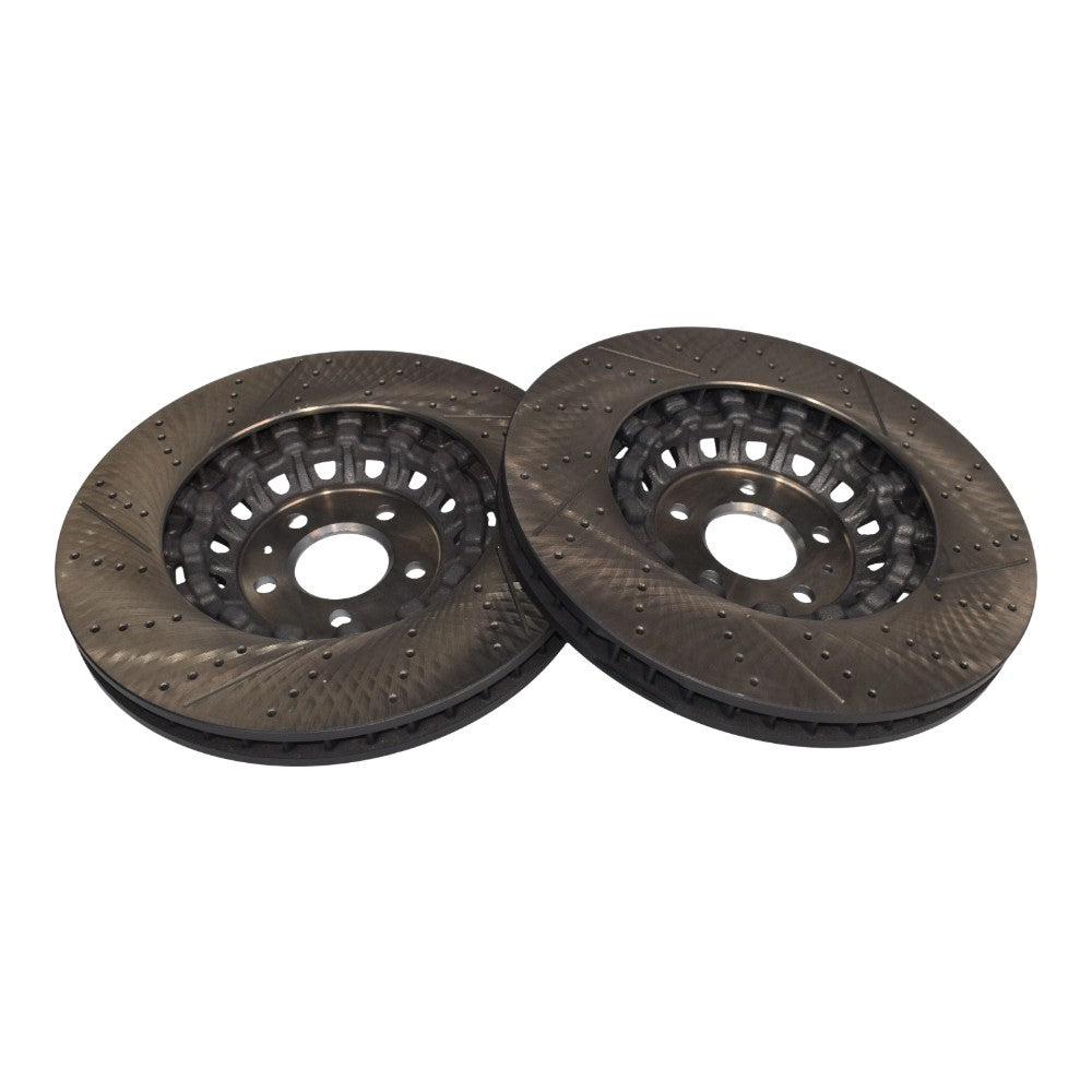 New Pair Set of 2 Front 375mm Drilled Brake Disc Rotors for 2018-2023 Audi RS5