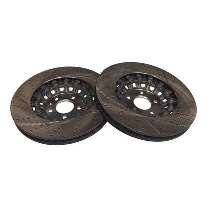 New Pair Set of 2 Front 375mm Drilled Brake Disc Rotors for 2018-2023 Audi RS5