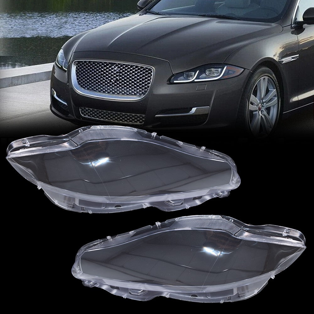 Pair Front Headlamp Headlight Lens Cover Shell Clear For Jaguar XJ XJL 2010-2019