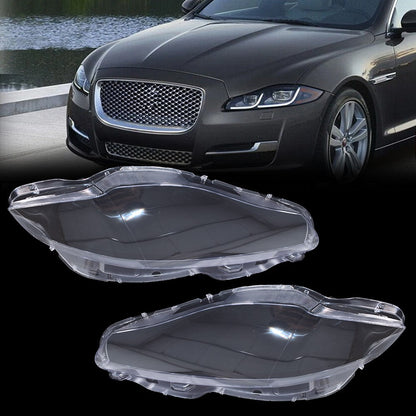 Pair Front Headlamp Headlight Lens Cover Shell Clear For Jaguar XJ XJL 2010-2019