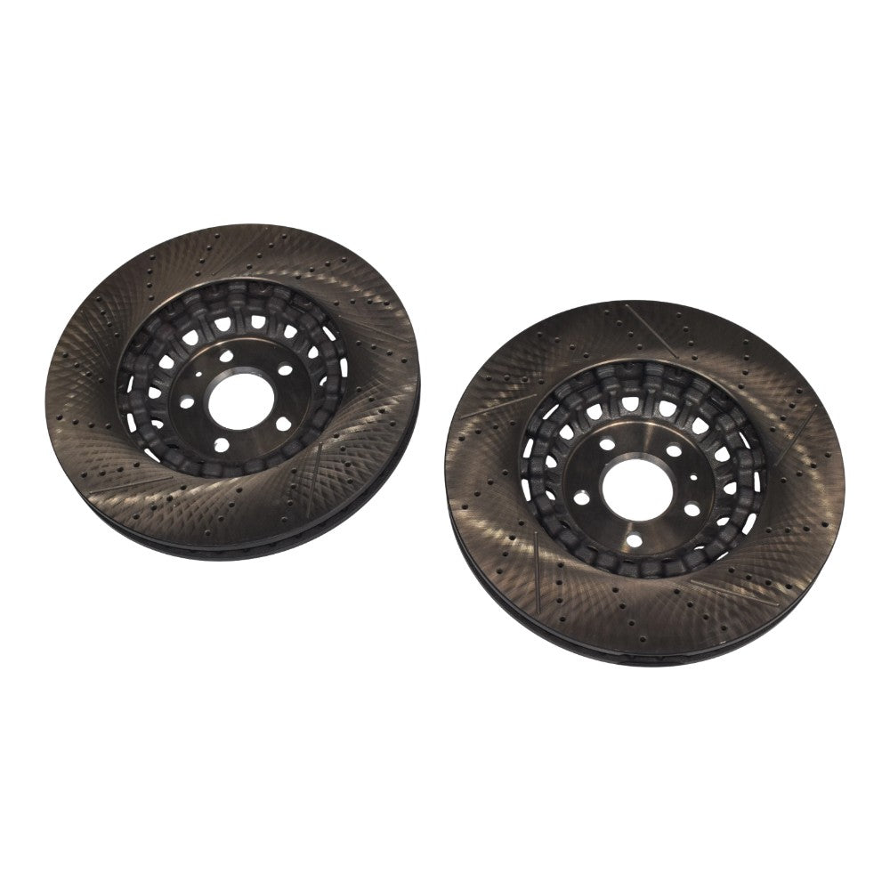 New Pair Set of 2 Front 375mm Drilled Brake Disc Rotors for 2018-2023 Audi RS5