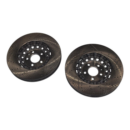 New Pair Set of 2 Front 375mm Drilled Brake Disc Rotors for 2018-2023 Audi RS5