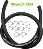 5/8" 16mm Fuel Line Hose Push Lock NBR Rubber SAE 30R7 5FT 300PSI with 10 Clamps