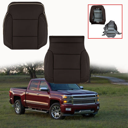 Driver Leather Seat Cover Brown For 2014 2015-2019 Chevy Silverado HIGH COUNTRY