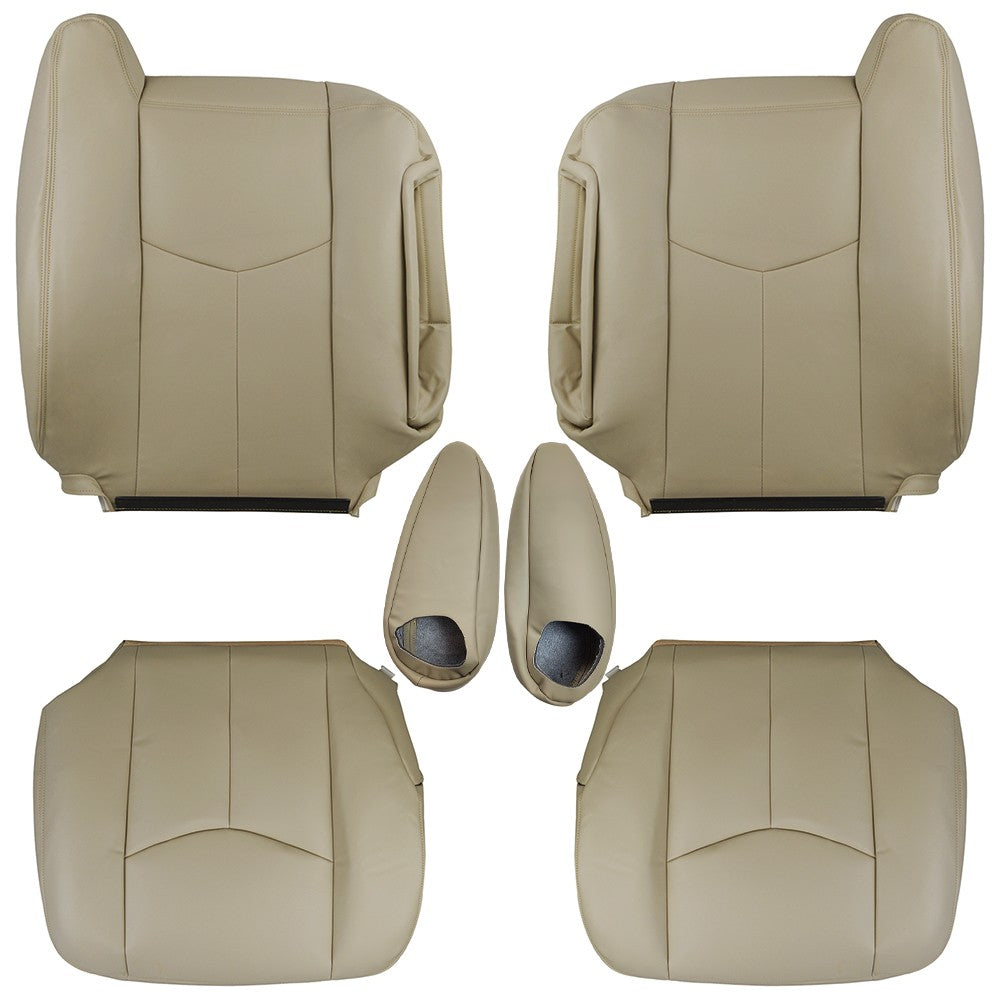 Driver&Passenger Side Leather Seat Cover Tan For 2003-2006 Chevy Tahoe GMC Yukon