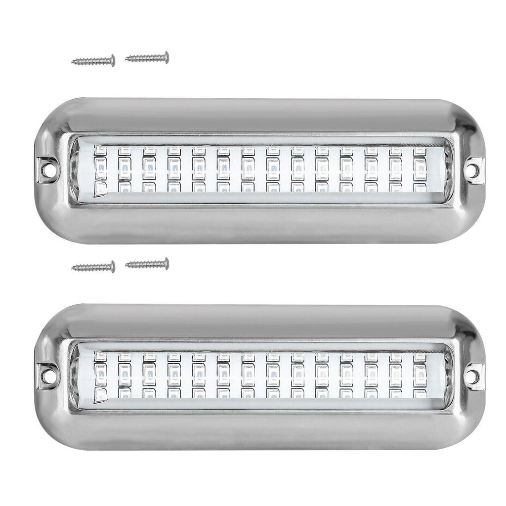 2x 42 LED Blue 316 Stainless Steel Underwater Boat Marine Transom Lights