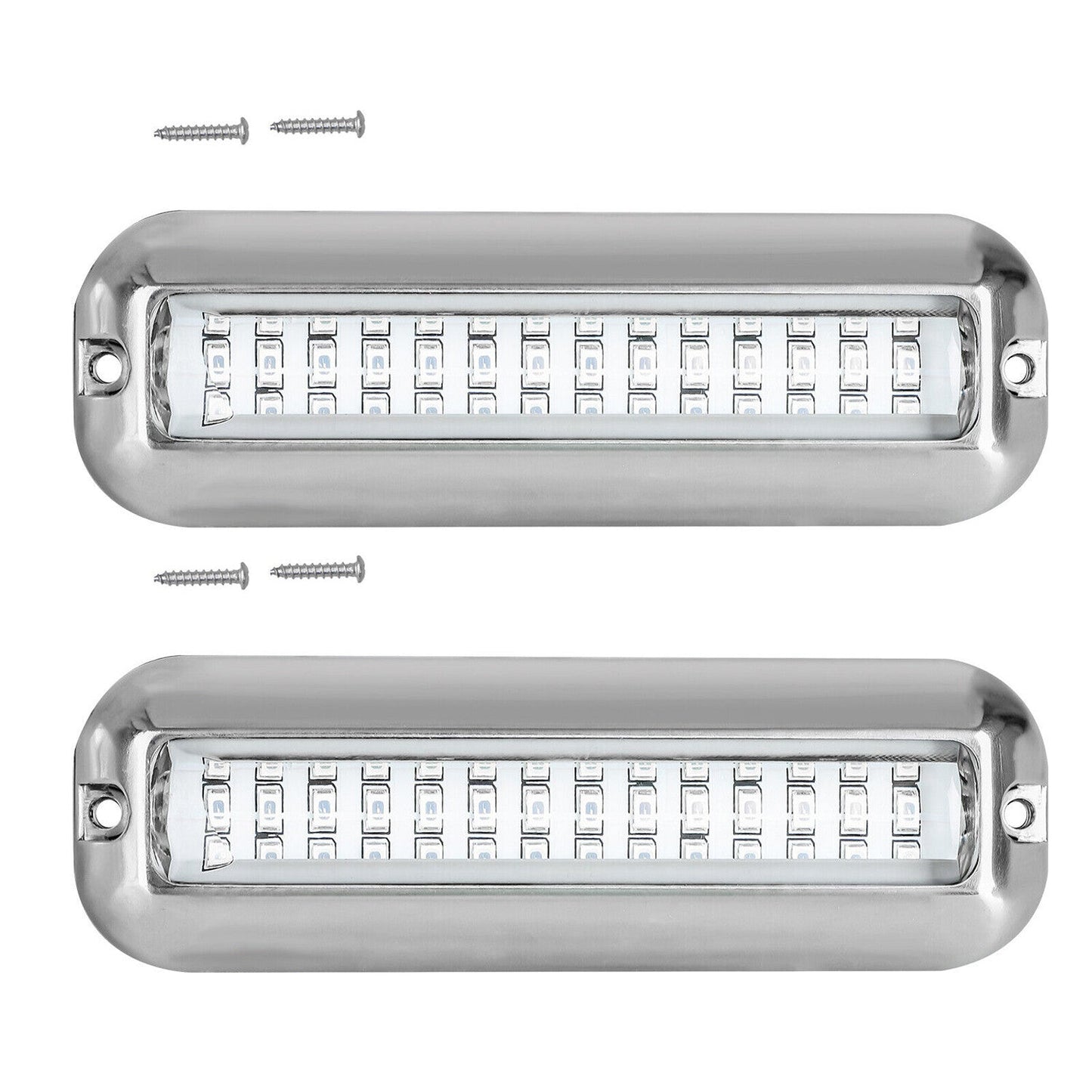 2x 42 LED Blue 316 Stainless Steel Underwater Boat Marine Transom Lights