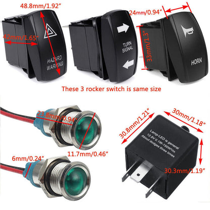 For UTV SXS ATV Rocker Switch Turn Signal Kit Street Led Light Horn Hazard Set