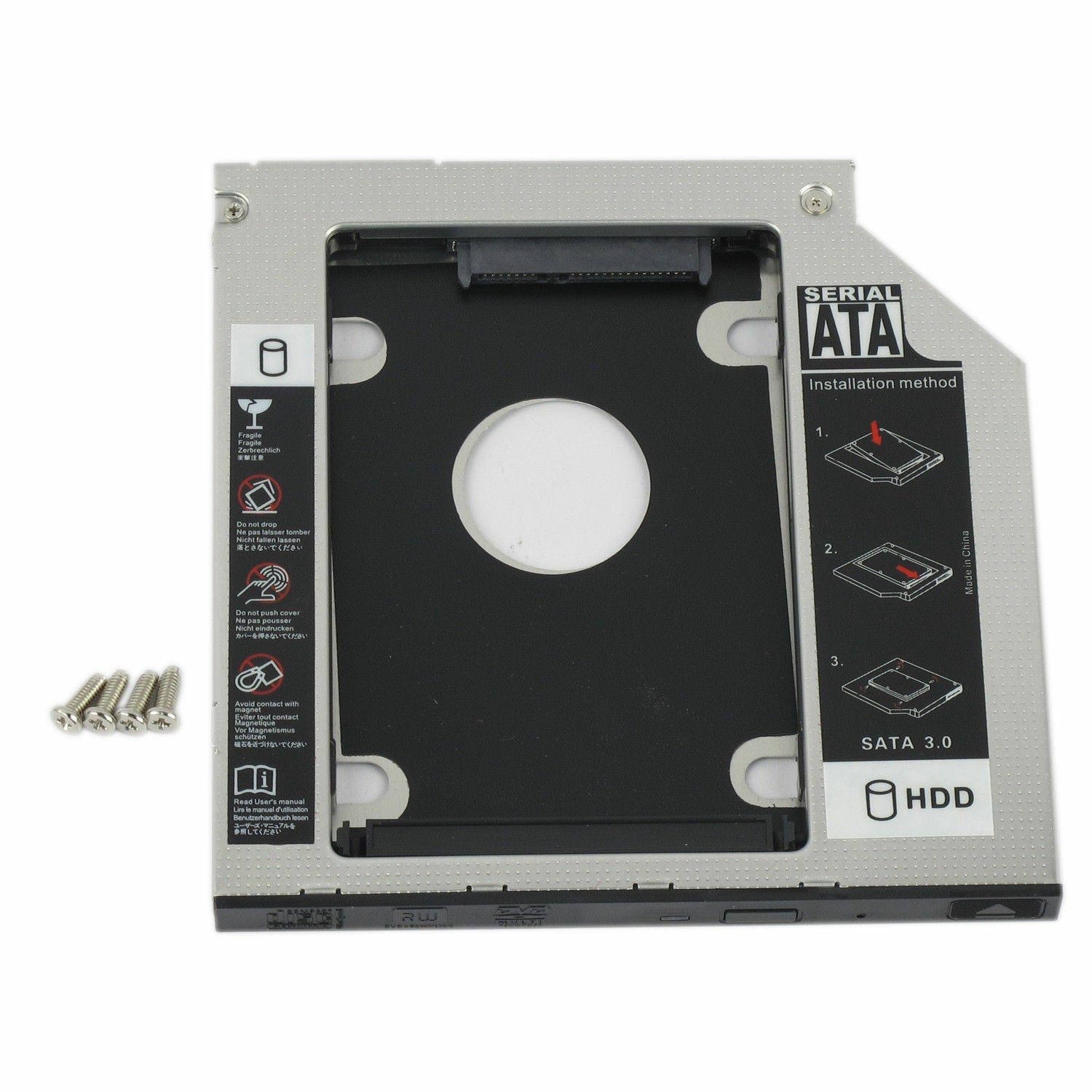 New 12 7mm DVD CD ROM Optical Bay SATA 2nd SSD Hard Drive Caddy Bracket USA