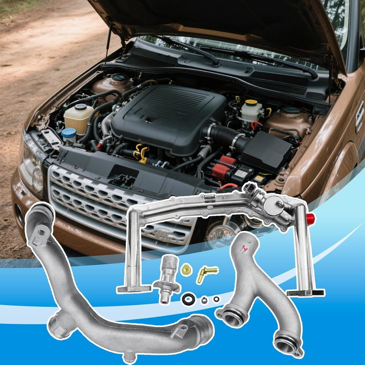 Metal Coolant Water Pipe System Kit LR075991 LR092992 For Land Rover Range Rover