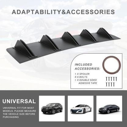 For 2013-2017 Honda Accord 10 Fins Rear Bumper Diffuser Spoiler Lip Splitter