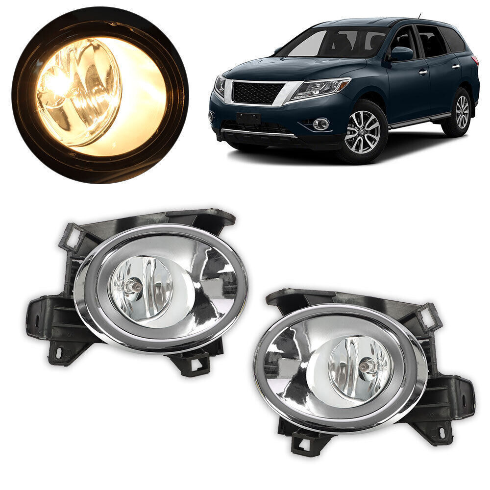 Driving Fog Lights Lamp For 2013-2016 Nissan Pathfinder Chrome Bezel
