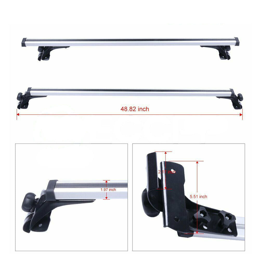 48" Car Universal Top Roof Rack Cross Bar Luggage Cargo Rails Aluminum