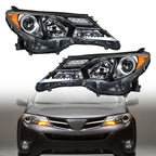 Left+Right Headlights For 2013-2015 Toyota RAV4 Halogen Factory Black
