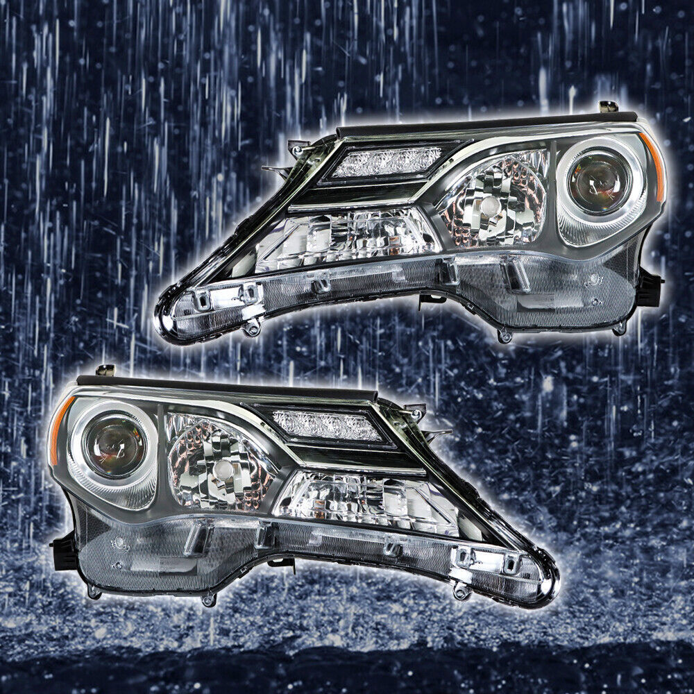 Left+Right Headlights For 2013-2015 Toyota RAV4 Halogen Factory Black