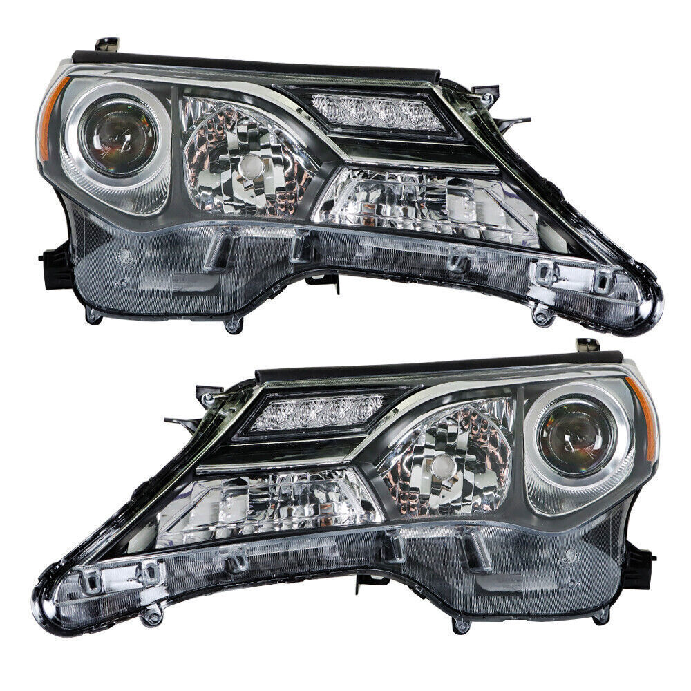Left+Right Headlights For 2013-2015 Toyota RAV4 Halogen Factory Black