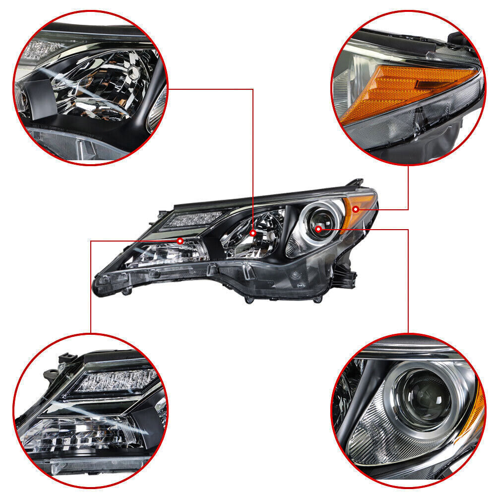 Left&Right Headlight For 2013-2015 Toyota RAV4 Halogen Headlamp Assembly