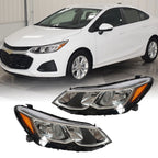 Right+Left Headlight For 2016-19 Chevrolet Cruze Halogen w/o LED DRL