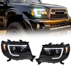 Right+Left Headlights For Toyota Tacoma 2005-2011 LED Projector Black