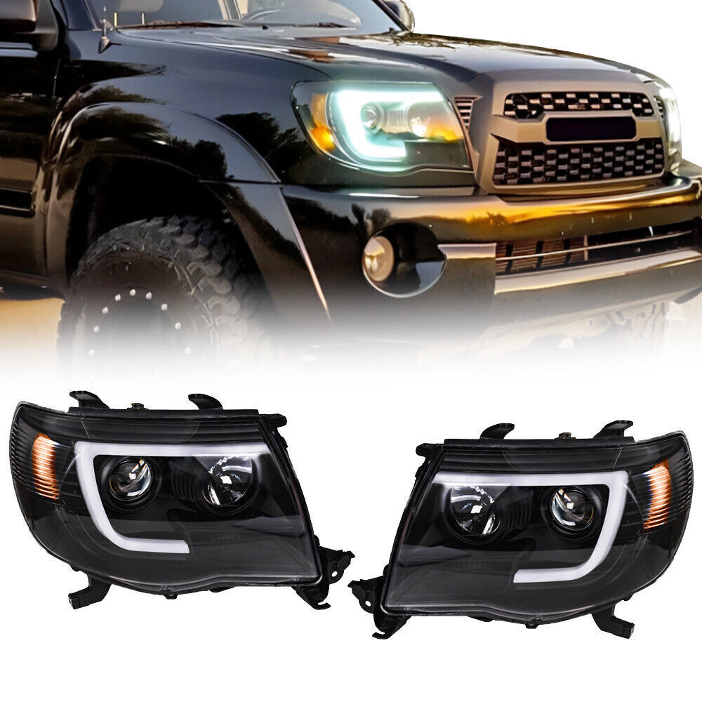 Right+Left Headlights For Toyota Tacoma 2005-2011 LED Projector Black