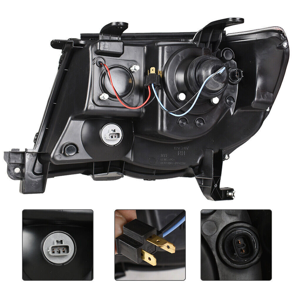 Right+Left Headlights For Toyota Tacoma 2005-2011 LED Projector Black