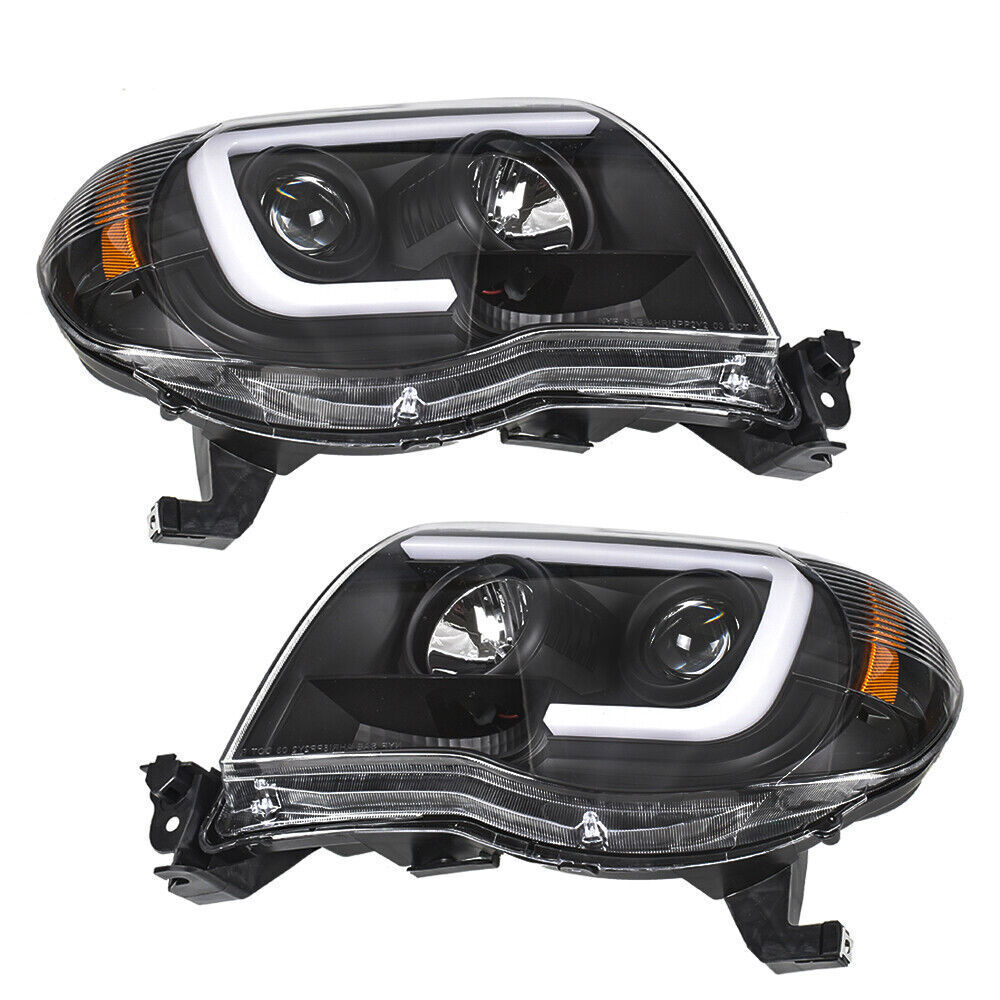 Right+Left Headlights For Toyota Tacoma 2005-2011 LED Projector Black